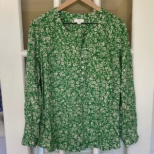 J. Jill Green and White Floral Blouse
